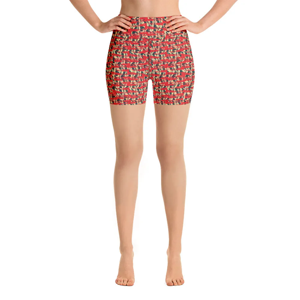 Paint Stroke High Waisted Yoga Shorts Trendy Wild Athleisure XS-XL