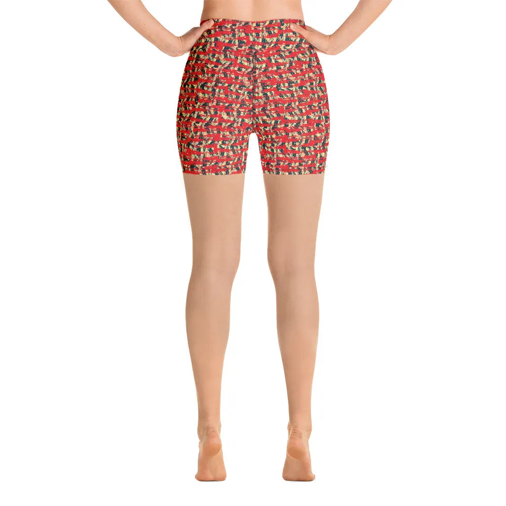 Paint Stroke High Waisted Yoga Shorts Trendy Wild Athleisure XS-XL