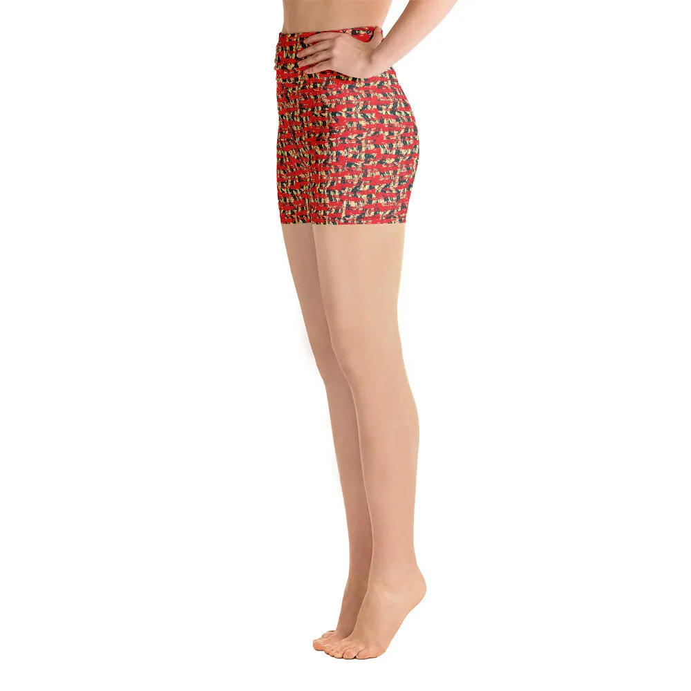 Paint Stroke High Waisted Yoga Shorts Trendy Wild Athleisure XS-XL