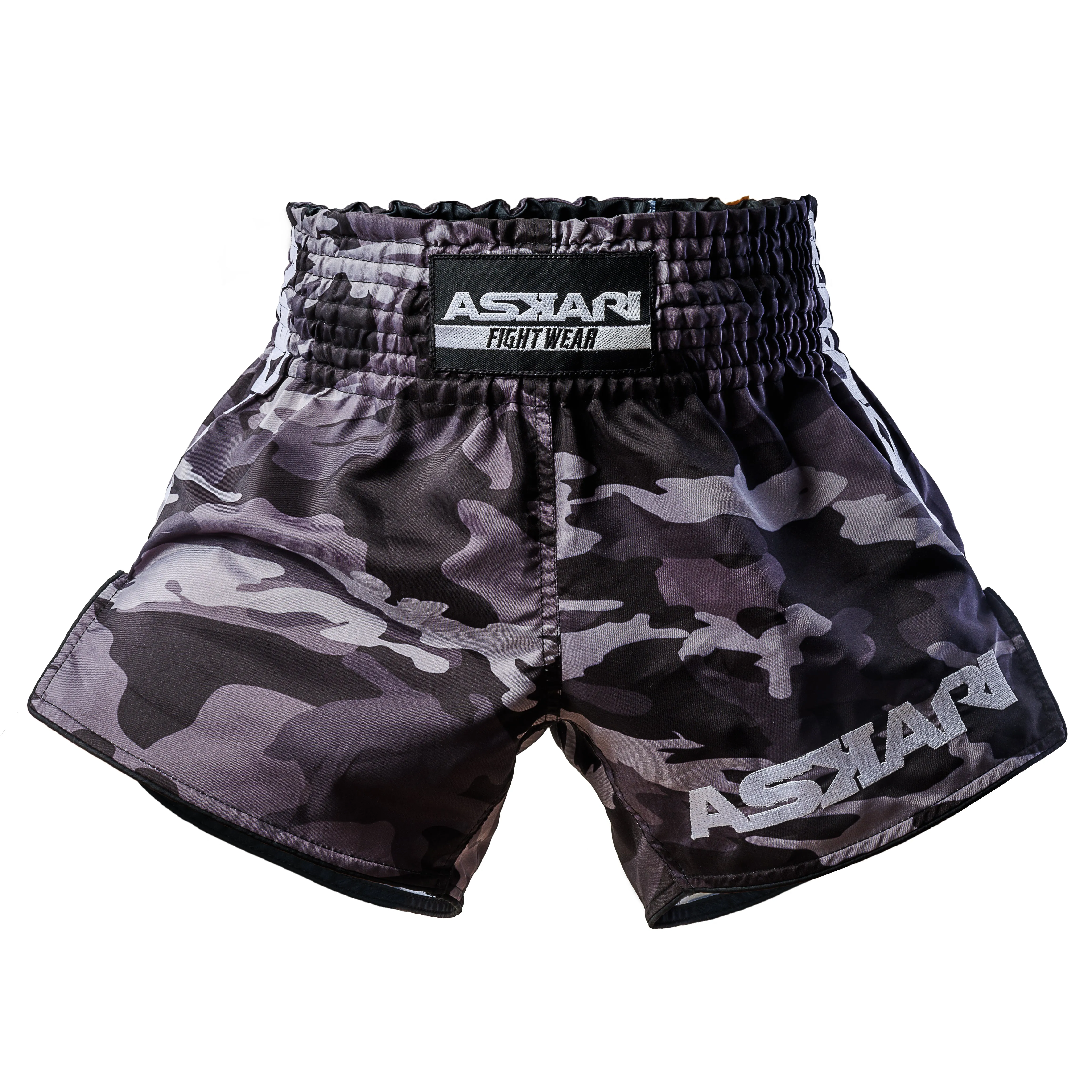 "SOLDIER" ASKARI MUAY THAI SHORTS [BLACK CAMO]