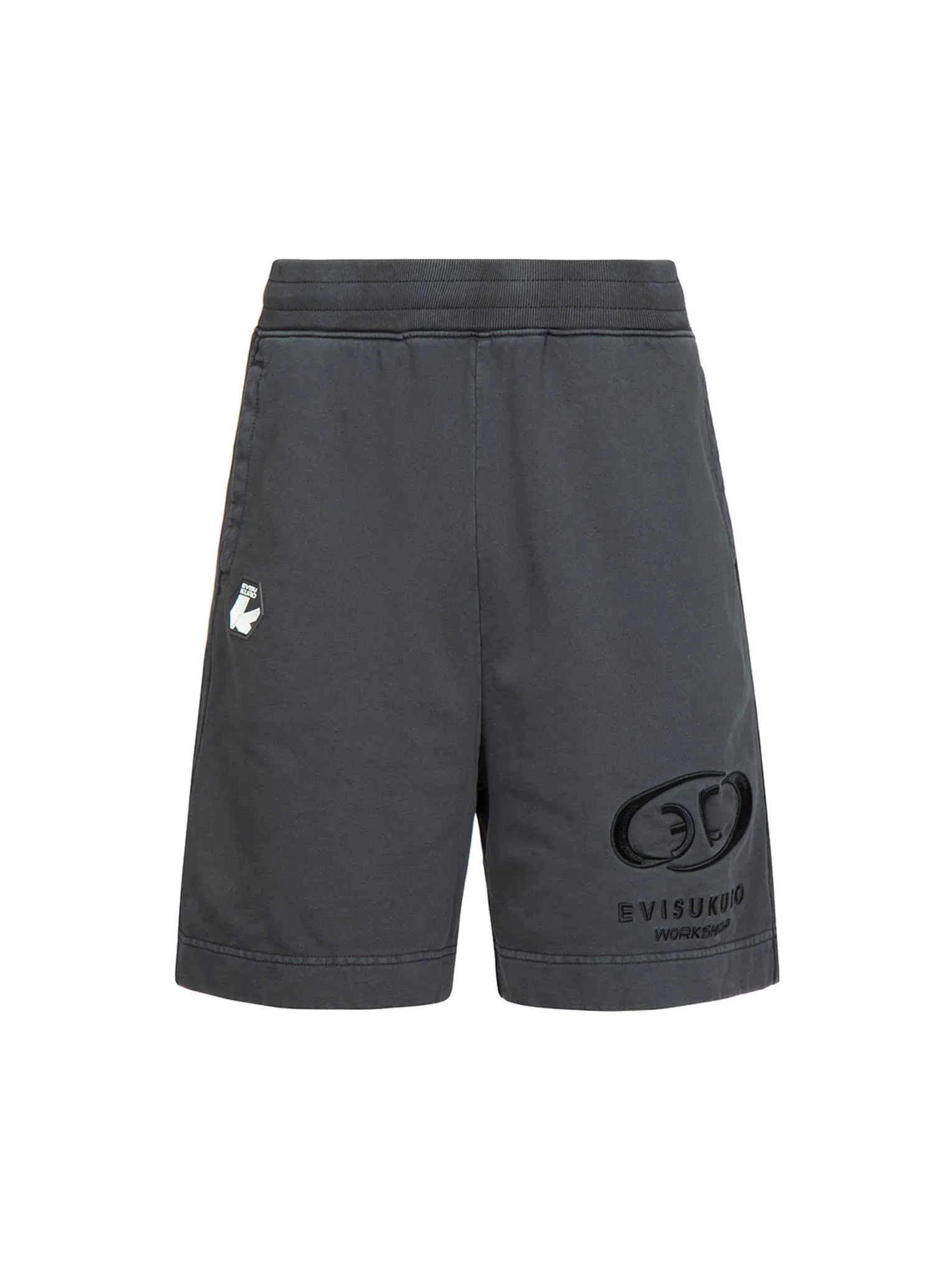 Seagull and Logo Embroidery Garment-dyed Sweat Shorts
