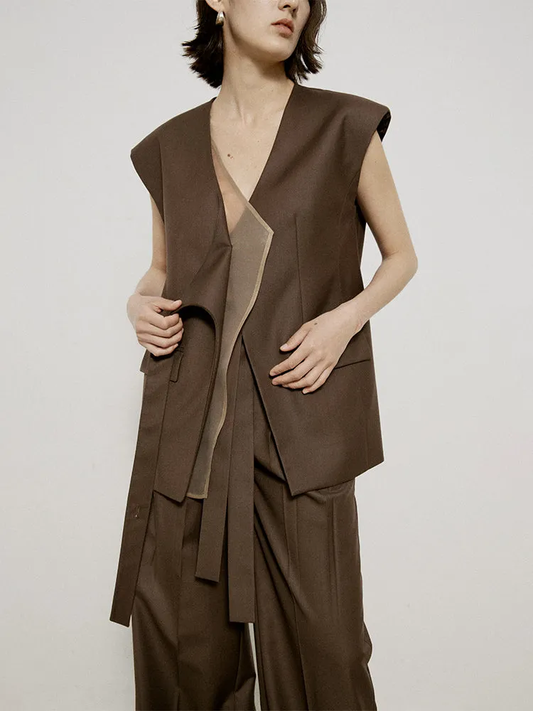 Sleeveless Chic Oversize Ciffon Layered Gilet