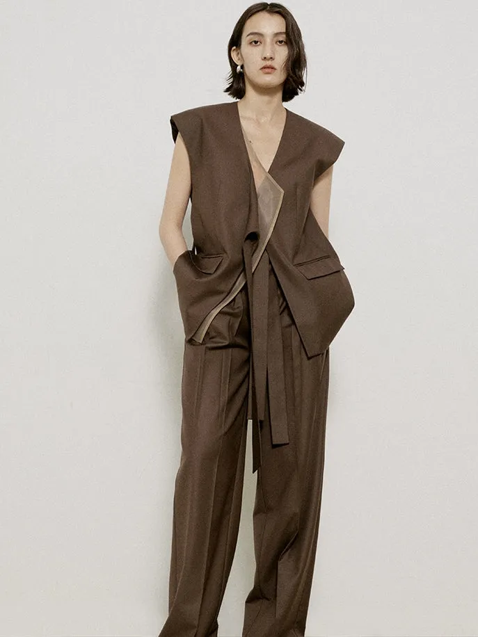 Sleeveless Chic Oversize Ciffon Layered Gilet