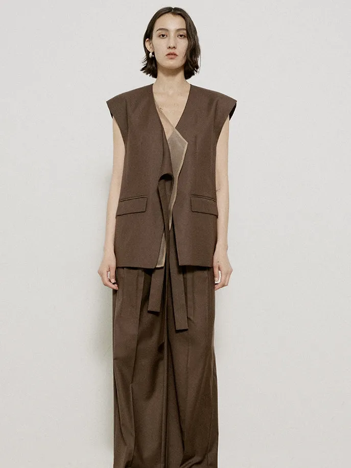 Sleeveless Chic Oversize Ciffon Layered Gilet