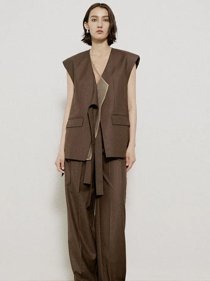 Sleeveless Chic Oversize Ciffon Layered Gilet