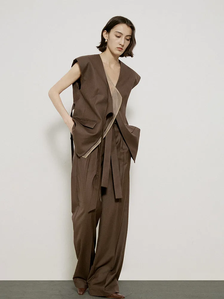 Sleeveless Chic Oversize Ciffon Layered Gilet