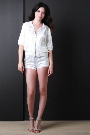 Smooth Satin Mid Rise Drawstring Shorts