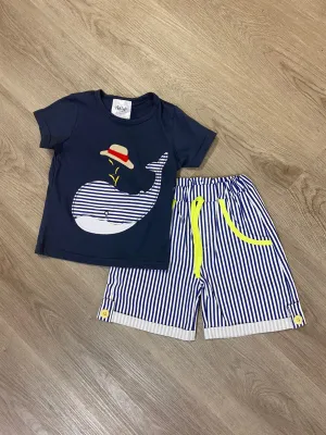 Striped Whale Shorts Set