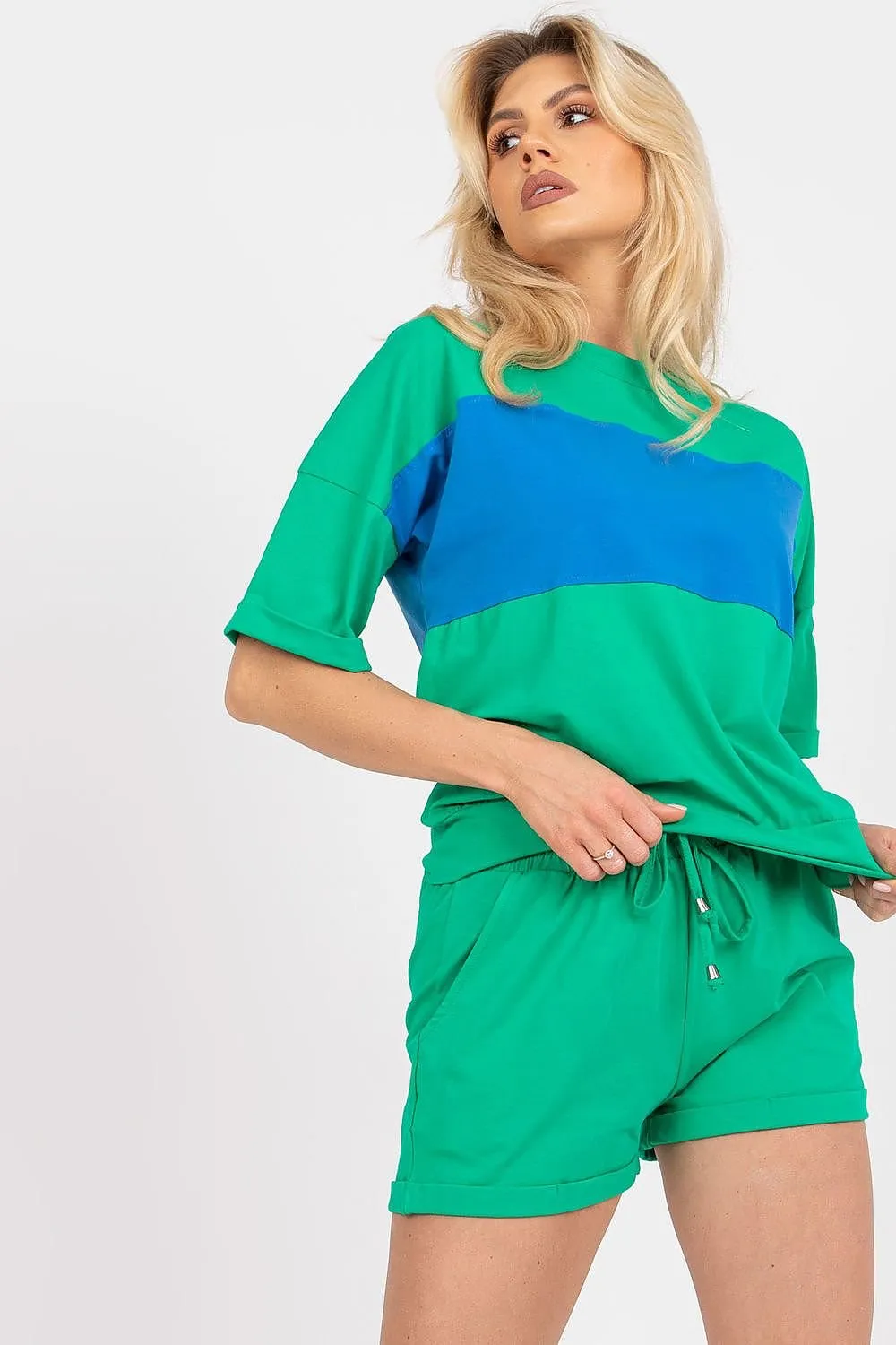 TEEK - Banned Contrast Top Shorts Set