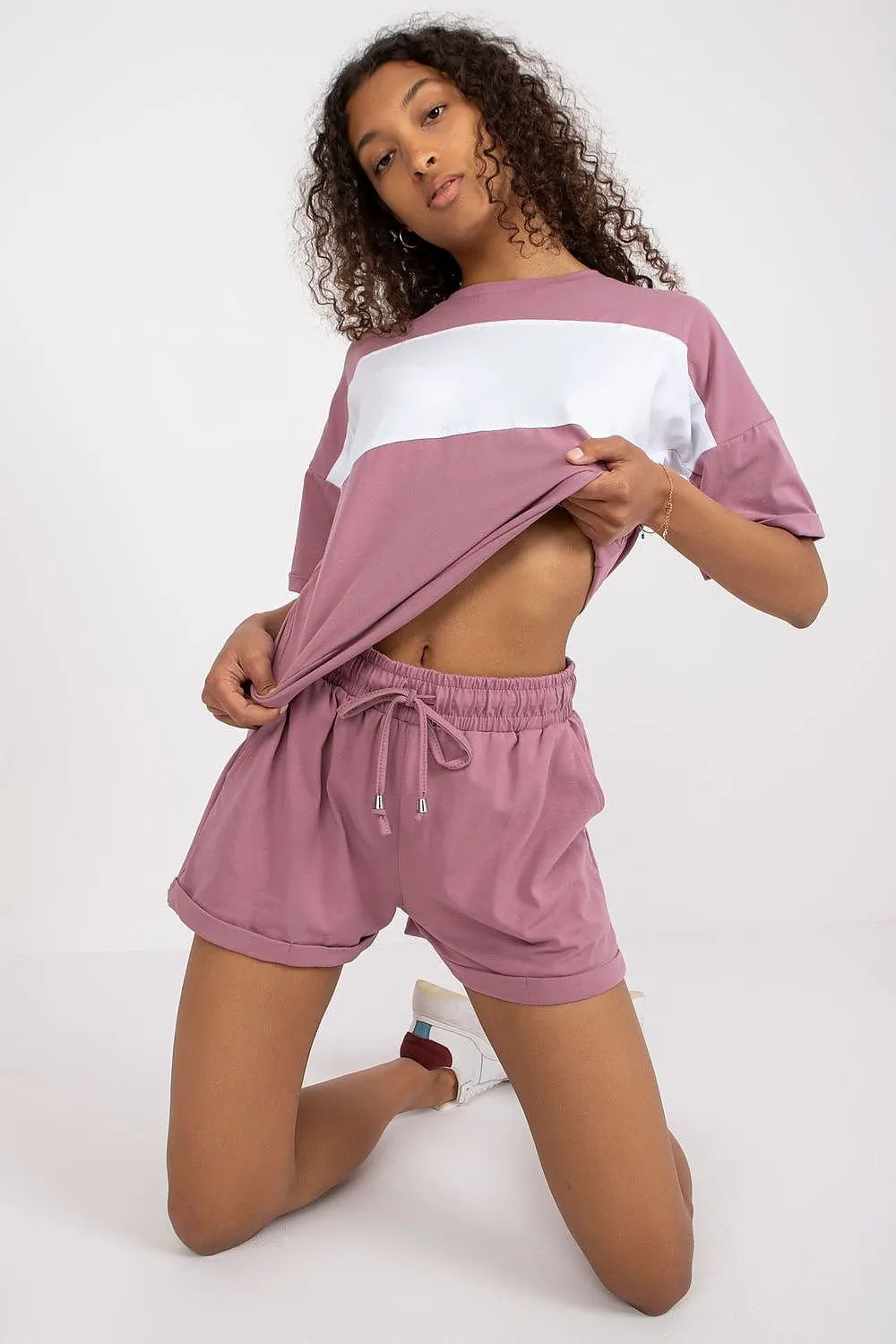 TEEK - Banned Contrast Top Shorts Set