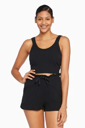Thalia Organic Rib Shorts - Black Organic Rib