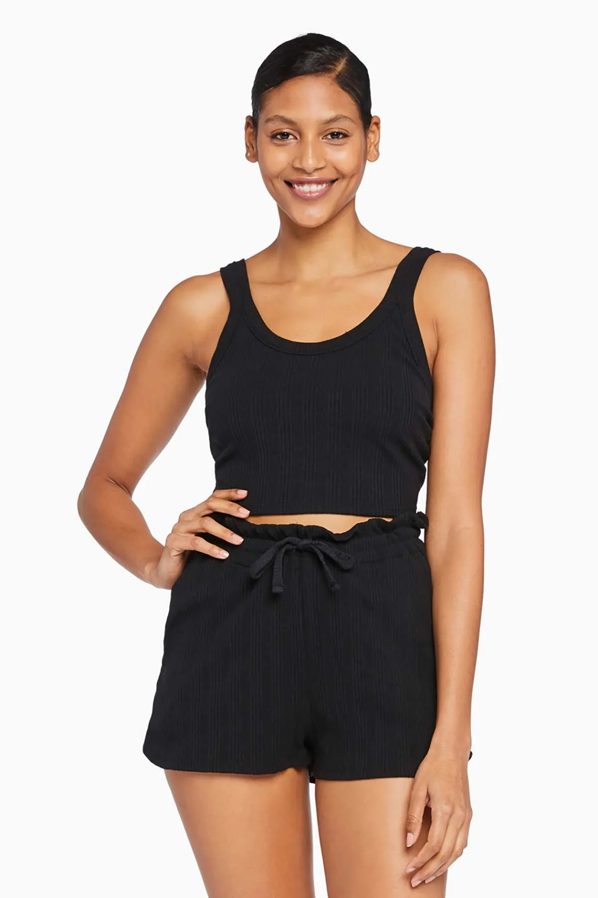 Thalia Organic Rib Shorts - Black Organic Rib