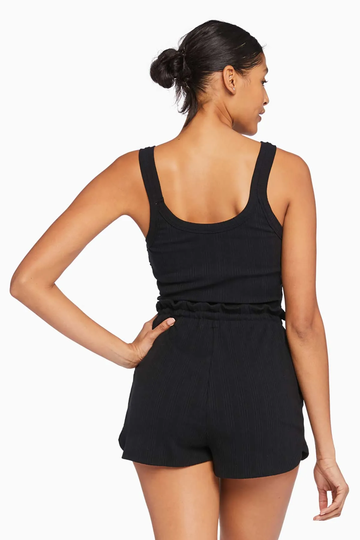 Thalia Organic Rib Shorts - Black Organic Rib