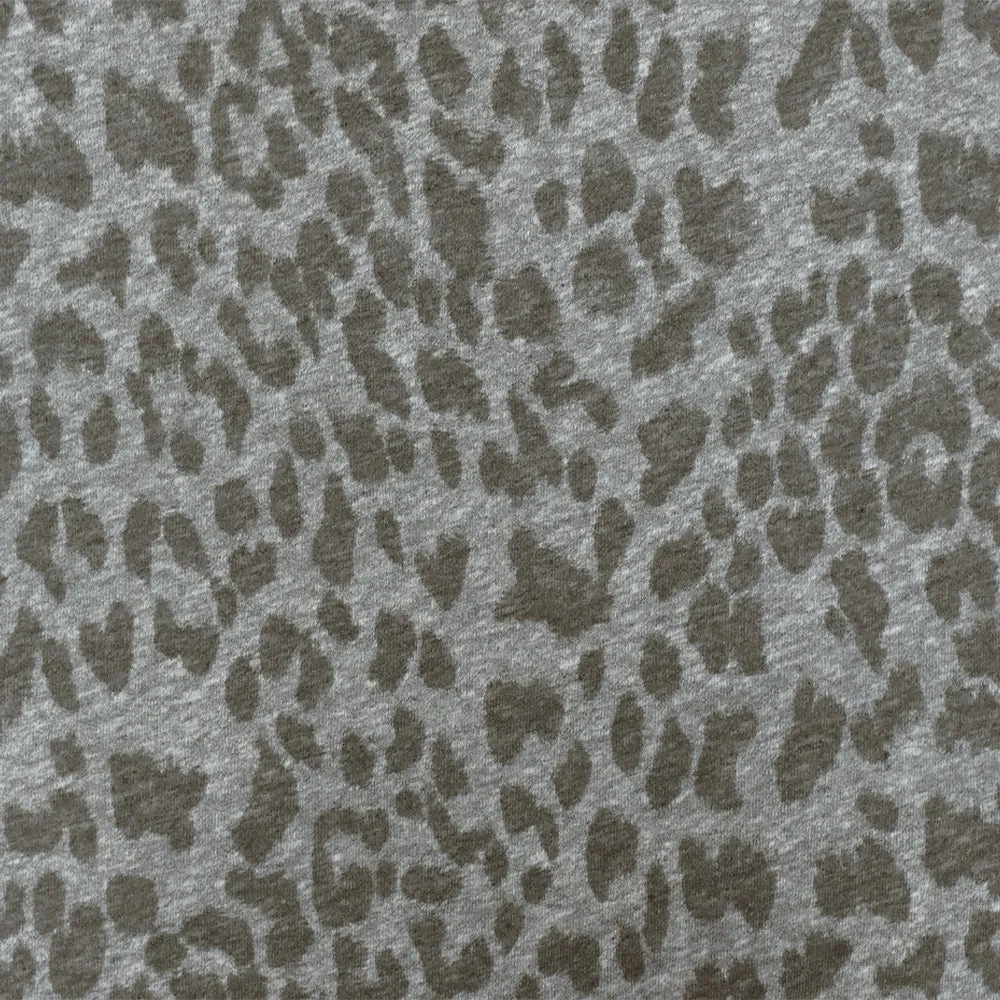 Thunder Gray-Brown Cheetah Printed Stretch Polyester Cotton Jersey Knit Fabric