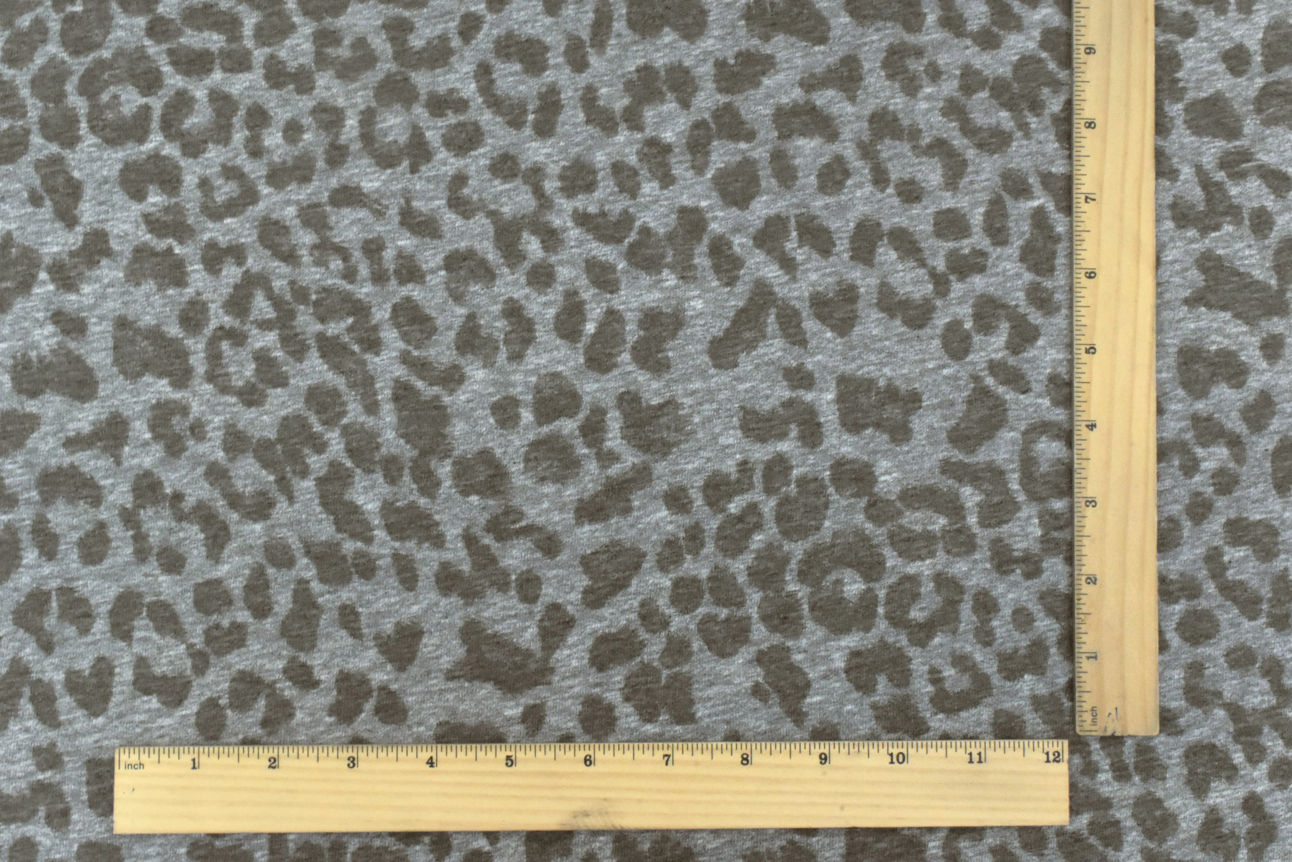 Thunder Gray-Brown Cheetah Printed Stretch Polyester Cotton Jersey Knit Fabric