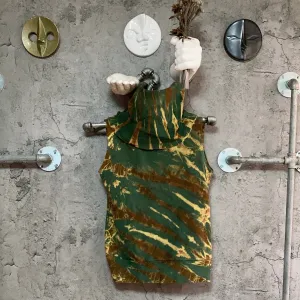 tie-dye turtleneck tops sleeveless green brown khaki