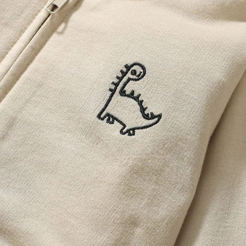 Toddler/Kid Boy 3D Little Dino Embroidery Jacket with Pants Set