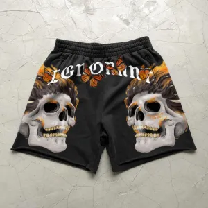 Trendy brand skull print fashion retro sports shorts