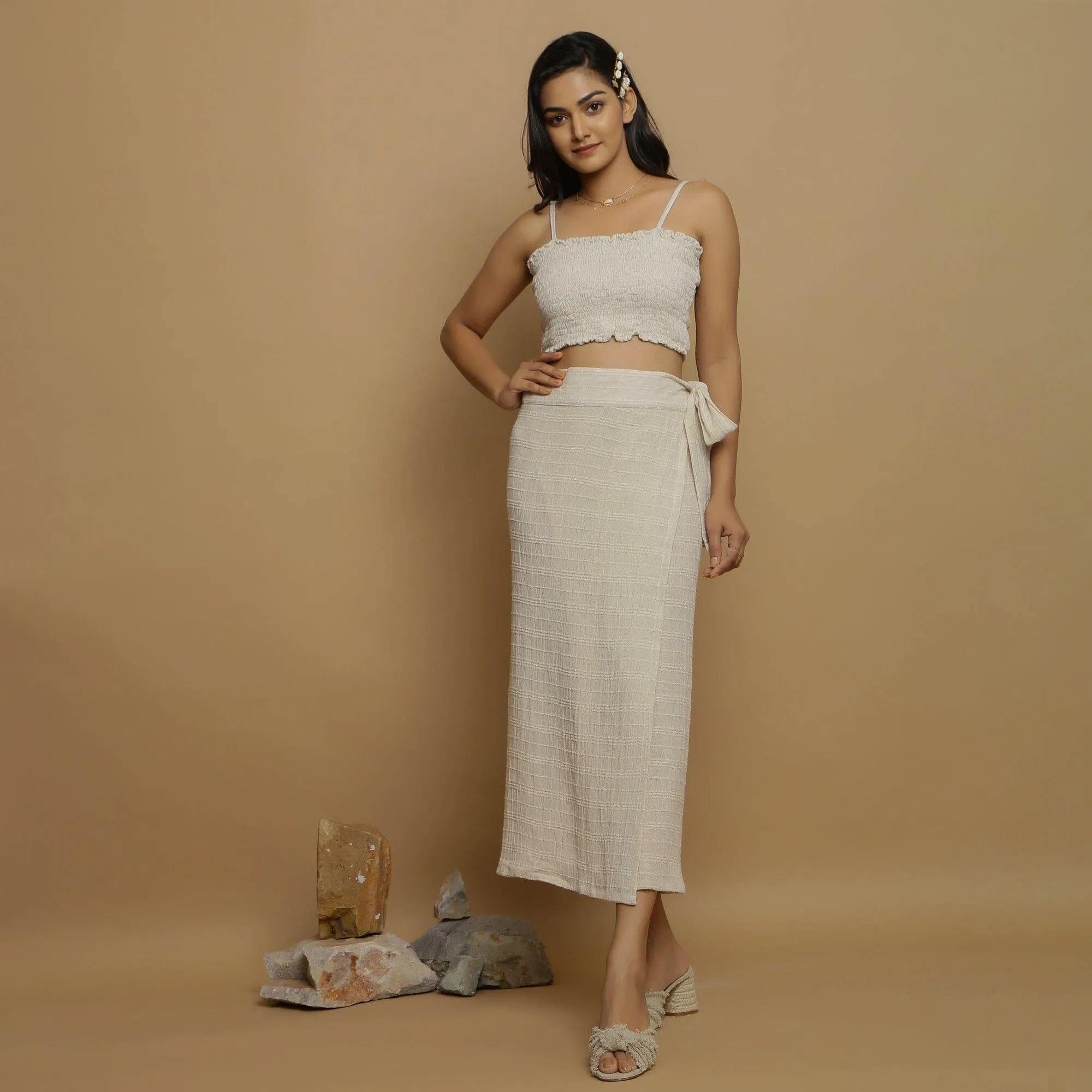 Undyed Off-White Handspun Cotton Muslin Elasticated Tube Top
