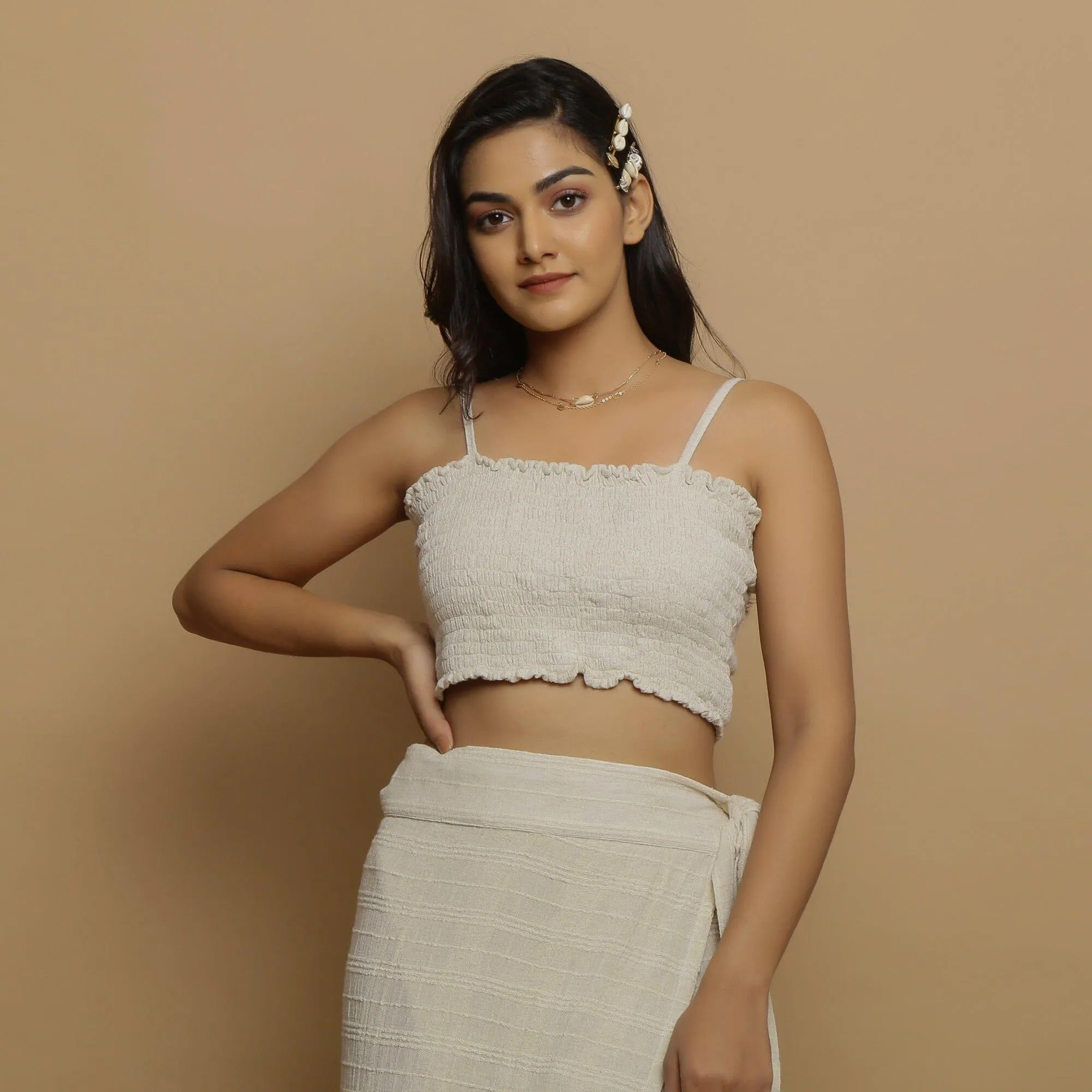 Undyed Off-White Handspun Cotton Muslin Elasticated Tube Top