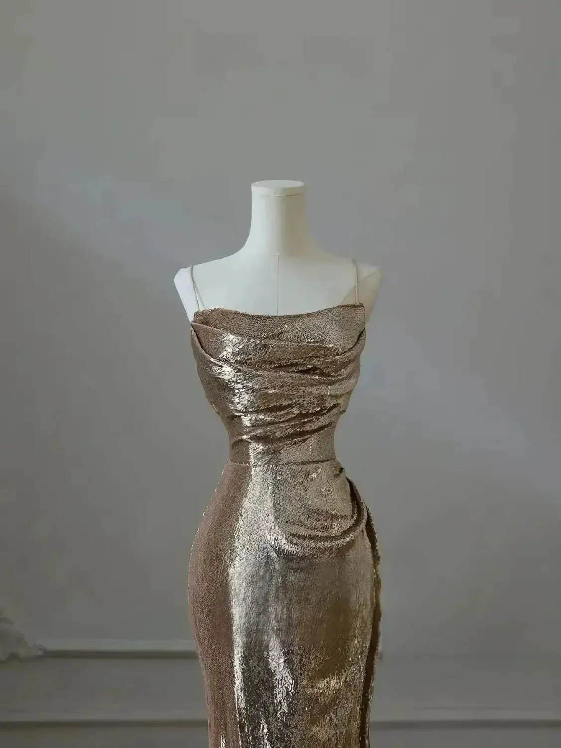 Wenkouban-Christmas Thanksgiving Gift New Year's Eve Dress party look inspos back to school dress  Metallic Gold Mermaid Dress
