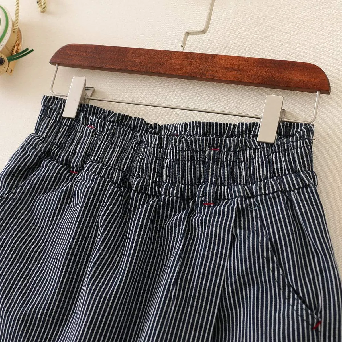 Women's Casual Contrast Color Striped Culotte Shorts