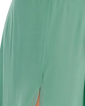 Women's Off Shoulder Ruffle Thigh Slit Bridesmaid Dresses | Green Bean