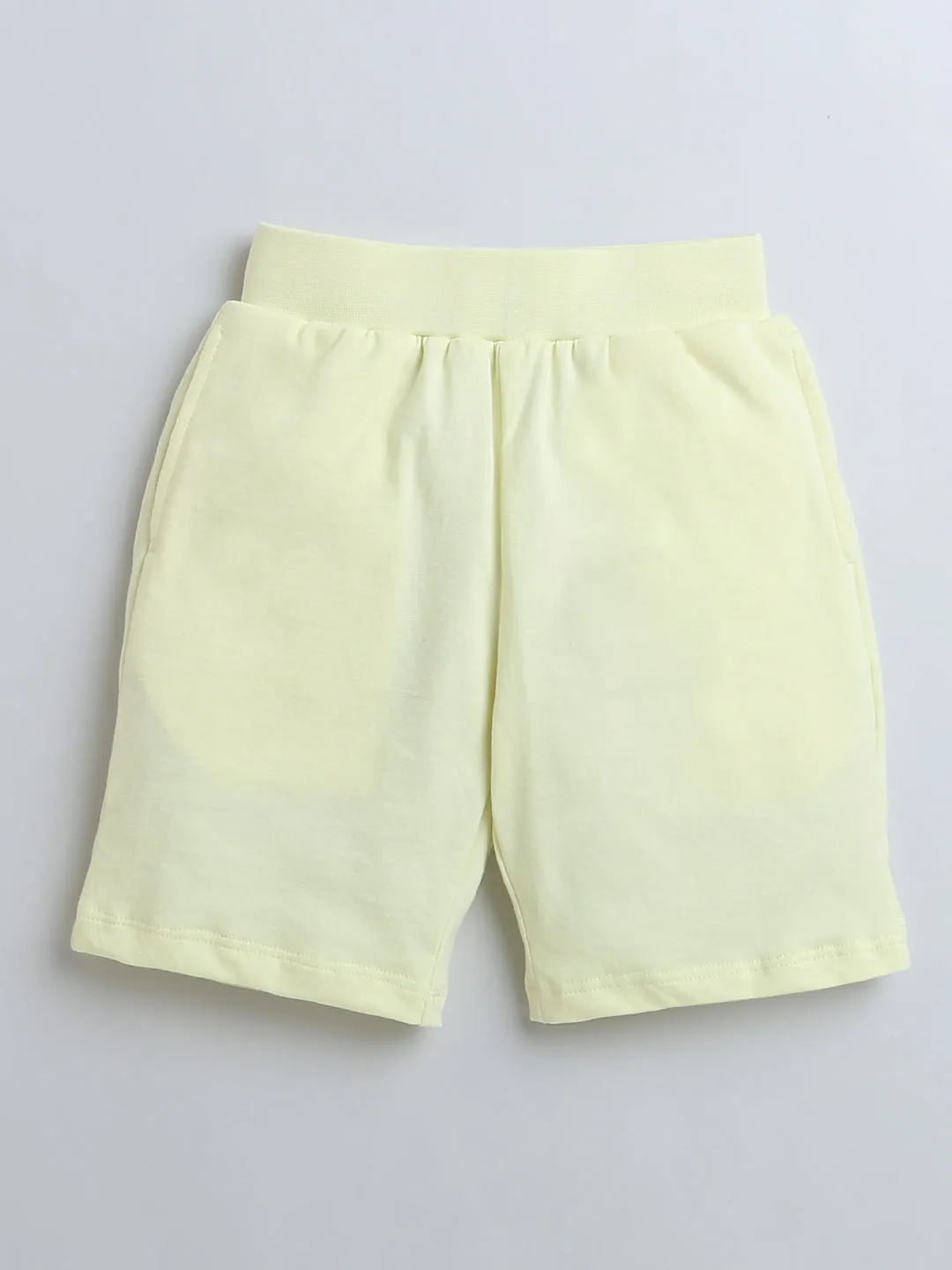 Yellow Pink White Color Block Half Sleeve T-shirt & Shorts Boys Co-ord Set